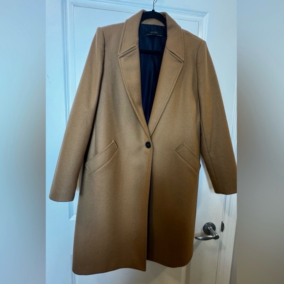 Zara Tan/Camel Wool Trench Coat for Women - Picture 3 of 11